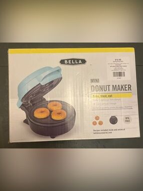 Bella Mini Donut Maker in Light Blue and Black